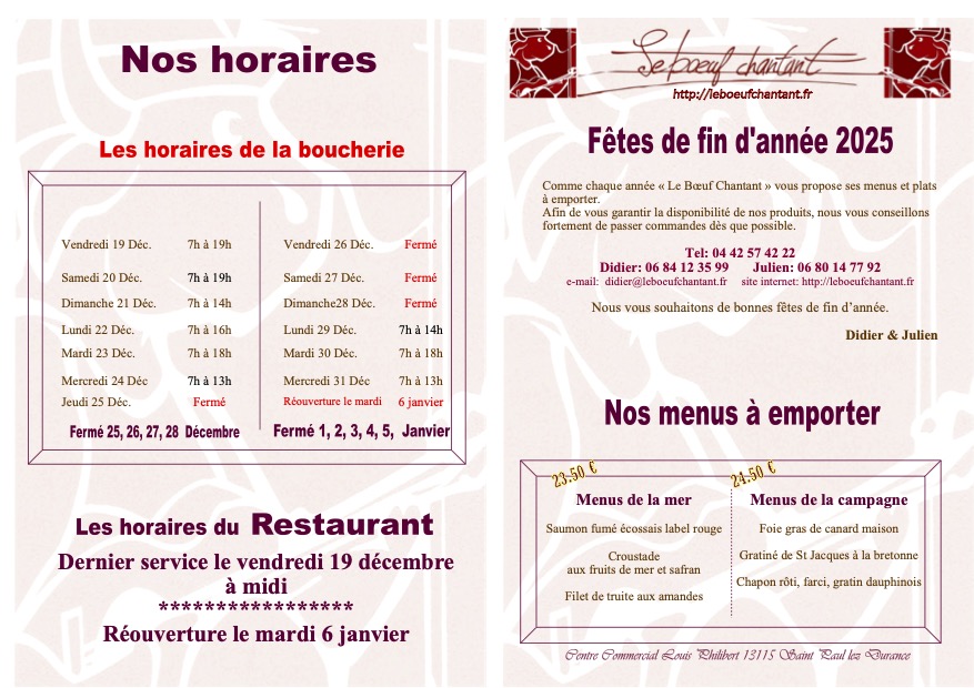 Tarif Clients Noël 2025 Recto